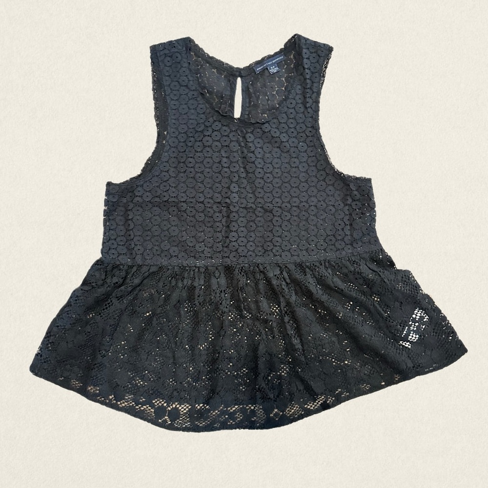 American Eagle Sleeveless Black Lace Babydoll Whimsigoth Tank.